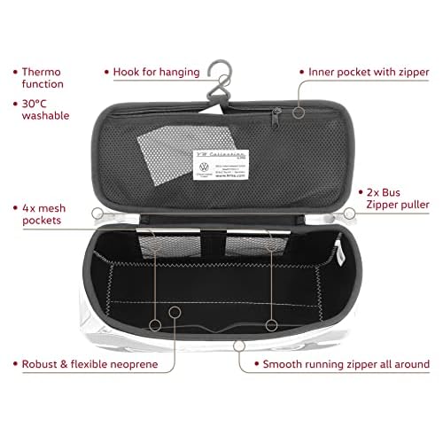 BRISA VW Collection - Volkswagen Neoprene Universal Makeup Cosmetic Travel Pharmacy Bag Pouch T1 Campervan Bus (Surf/Blue)