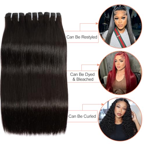 VIPbeauty Raw Straight Bundles Human Hair 100% Unprocessed 14A Raw Virgin Hair Straight 3 Bundles Human Hair Double Weft Natural Color 18 20 22Inch