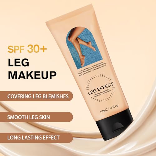 Leg Makeup Waterproof with Brush, No Transfer Body Makeup for Legs Full Coverage Waterproof Concealer, Scar & Tattoo Cover Up for All Skin Tones, Long Lasting Makeup (#02)
