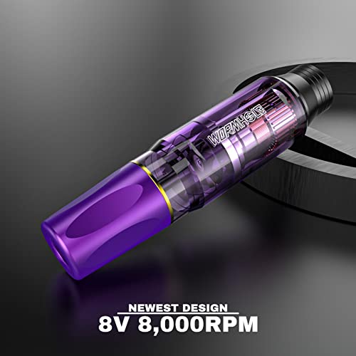 Wormhole Wireless Tattoo Machine Kit, Tattoo Gun with 1,050 mAh Capacity Power Supply- Tattoo Pen Kit WTK176(Purple+Black)