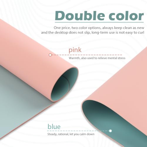 Foldable Nail Mat, Waterproof Manicure Pad 23.62x15.75 Inch | Perfect for Manicure at Home or Salon | Easy to Clean, Portable Design (Pink+Blue)