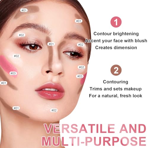 6 Colors Cream Contour Stick Makeup Kit, Shades with Highlighter, Blush and Double-End Bronzer Contour Stick for Sculpt the Cheeks, Long Lasting, Waterproof, Matte & Dewy Finish(SET A)