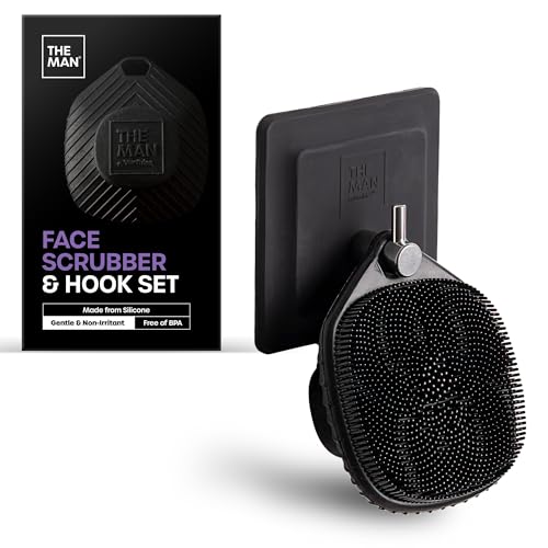 The Man Silicone Face Scrubber for Men, Exfoliating Face Massager, Flex Face Brush for Men, Removes Dead & Dry Skin, Shower Facial Cleansing Brush (Face Scrubber & Hook)