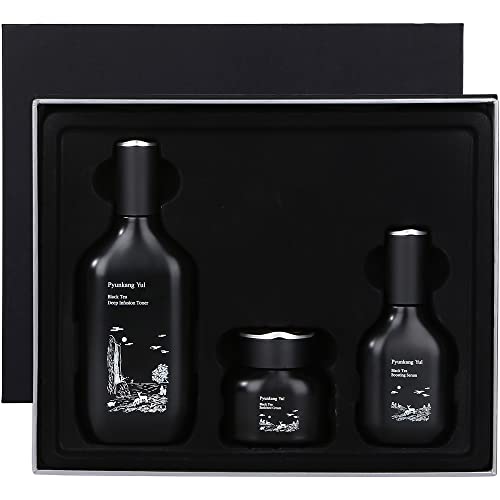 [PKY] Pyunkang Yul Black Tea Line Gift Box Set, Deep Nurishment for Anti-aging, Rich Moisture Toner, Revitalizing Serum & Condensed Nourishing Cream, Zero-Irritation, Korean Skincare (3-item set)