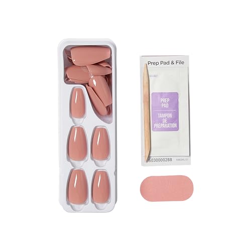 KISS imPRESS No Glue Mani 30 Pcs Press On Nails, Easy Apply, Hassel-Free Removal, Simple Peel & Press, Essential Tools Included, Prep Pad, 1 Manicure Stick, 1 Mini File (Magic U)