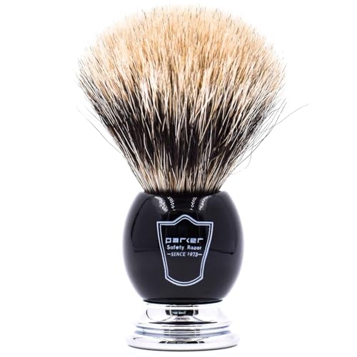 Parker 96R Men's Safety Razor Shave Set - Includes Parker Luxurious 3-Band Pure Badger Shave Brush, Deluxe Chrome Shave Stand & Parker 96R Butterfly Open Safety Razor