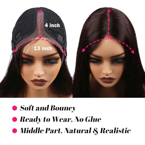 30 Inch Lace Front Wigs Human Hair Straight Wear and Go Glueless Wigs Human Hair Pre Plucked Pre Cut T Part HD Lace Front Wig 180% Density Black Layered Wig