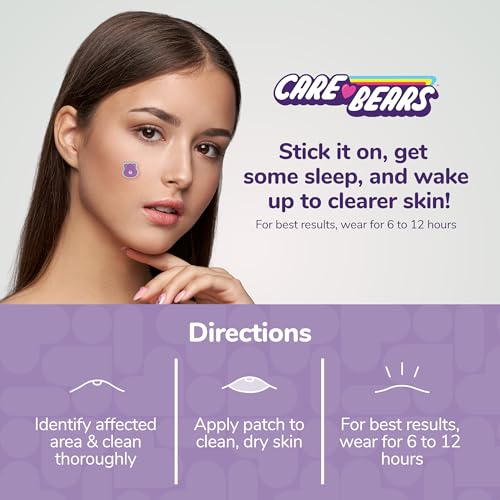 BioSwiss Care Bears Print Pimple Patches, Hydrocolloid Acne Patch for Zits and Blemishes, Face and Skin Stickers, 72 Count