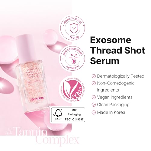 Dewtox Exosome Thread Shot Tightening Serum, Facial Serum with Niacinamide for Pore Minimizing & Firm Skin, Glass Skin, Korean Skincare (1.69 Fl Oz / 50ml)