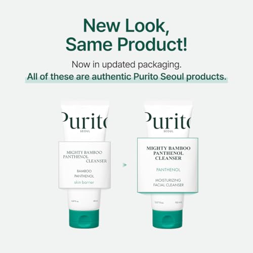 PURITO Mighty Bamboo Panthenol Cleanser, Gentle Face Wash for Moisturizing, Makeup Remover, for Sensitive Skin, Vegan & Cruelty-Free Face Cleanser150ml / 5.07 fl. Oz.