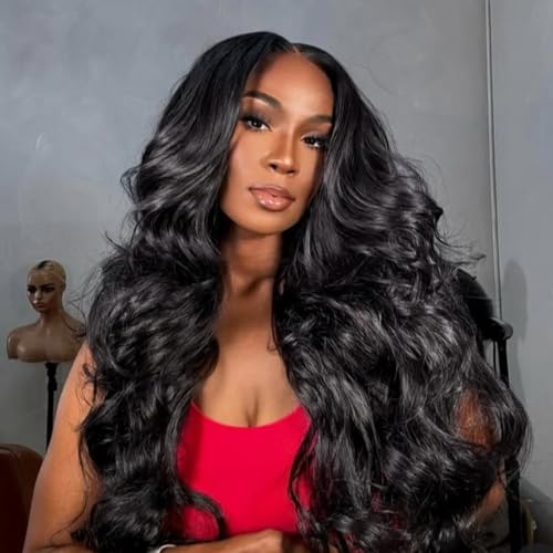 Body Wave Half Wig Human Hair 200% Density 3 In 1 Wear and Go Glueless Wigs Human Hair Seamless Half Wigs Human Hair Flip Over Wig Drawstring Headband Wig Human Hair Beginner Friendly 20 Inch