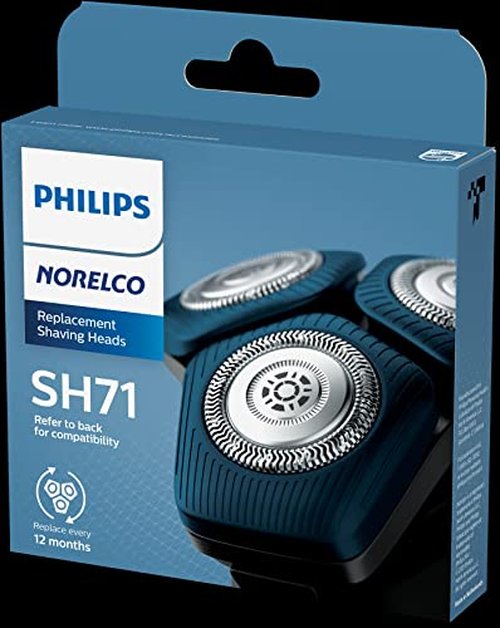 Philips Norelco Genuine SH71/52 Shaving Heads Compatible with Norelco Shaver Series 5000 Angular and 7000, Latest Version for Refreshed RQ12/70, RQ12/60, SH60/70, and SH70/70