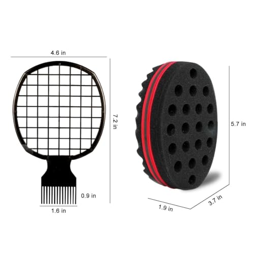 3 Pcs Afro Twist Upgrade Set: Hair Sponge Double-sided and 2 Twist Comb, Curl Sponge Hair Brush for Women Men Barber Personal Styling