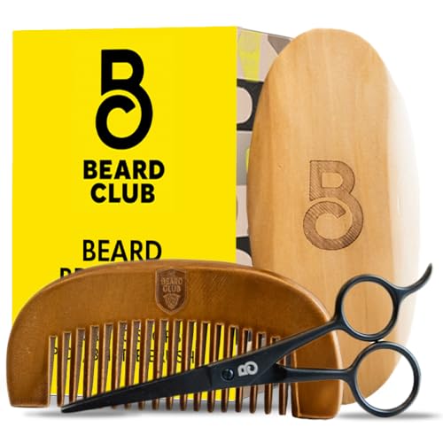 The Beard Club Brush, Comb and Scissors Grooming Kit for Men's Beards and Mustaches Gift Set