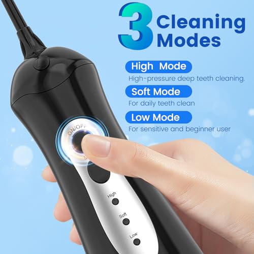 Water Flossers for Teeth, Portable Oral Irrigator Rechargeable Water Dental Flosser Pick with High Pressure 5 Jet Tips, IPX7 Travel Water Flossing for Brace Teeth Cleaner Gum Care