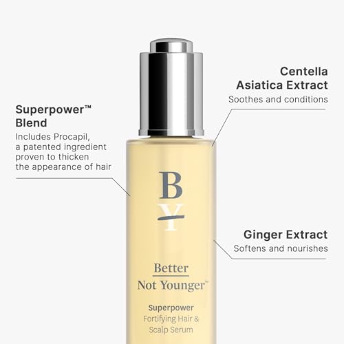 Better Not Younger Hair Thickening Serum for Women Over 40 ? Scalp Care, Hair Density Treatment and Anti-Aging 2fl.oz ? Fortifying Serum with Biotin & Ginger. Promotes Stronger, Thicker-Looking Hair.