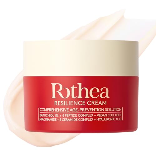 Rothea Resilience Cream, Anti-Aging with Bakuchiol 10,000ppm (Natural Retinol Alternative), Face Moisturizer, Neck Cream with Collagen, Ceramides, Peptides, Niacinamide, Korean Skin Care, 1.7 oz