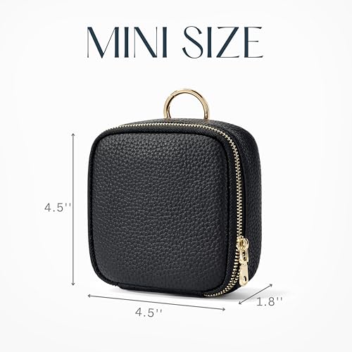 Clear Cosmetic Bag Double Layer Travel Toiletry Bag Clear Makeup Bag Case with 4 Compartments, Transparent Travel Bag for Toiletries, Large Toiletry Bag for Women Cosmetic Case (Black, Mini)