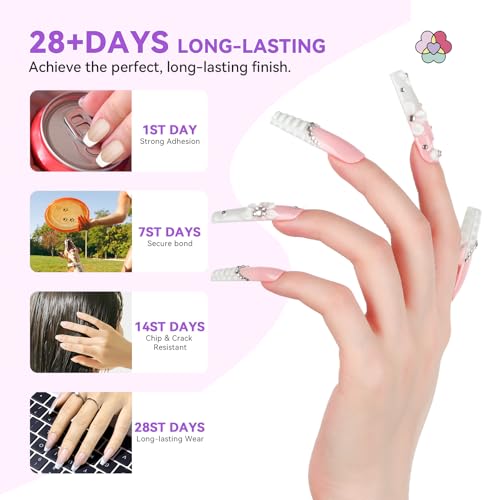 SAVILAND Plus Acrylic Nail Kit: Professional Nails Kit Set Clear White Pink Acrylic Powder and Liquid Set with U V Nail Lamp Nail Remover for DIY Home Use