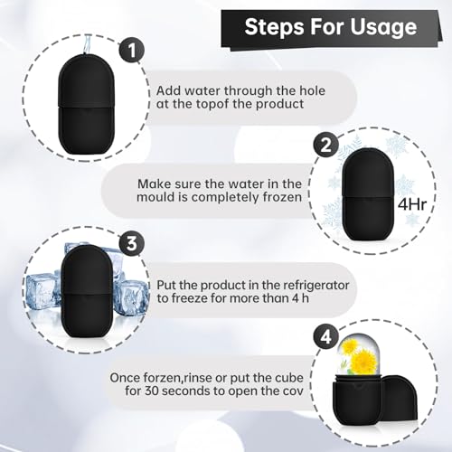 Ice Roller for Face and Eye, Ice Face Roller, Ice Roller Skin Care Tools Gifts for Women , Silicone Ice Mold for Beauty(Black)