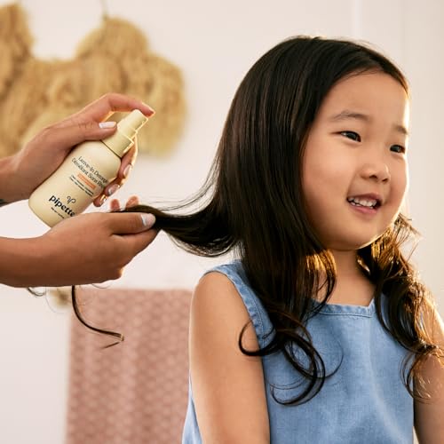 Pipette Leave-In Hair Detangler - Silicone-free Kids Detangling Spray - 100% Plant-Derived Nourishing Squalane - Orange + Vanilla Aroma, ALL Hair Types & Textures, 4.4 fl oz