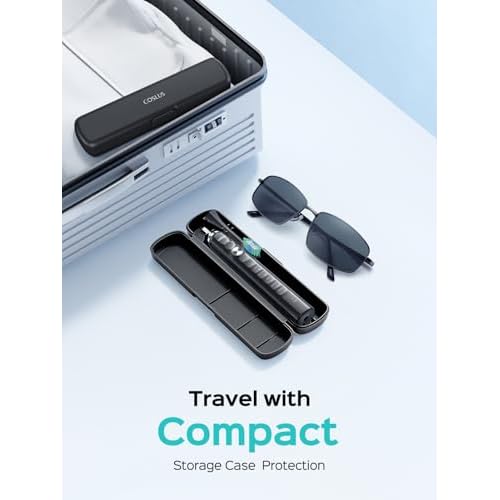 COSLUS Sonic Electric Toothbrush for Adults: 47000 VPM for Deep Cleaning & Whitening with Travel Case - 5 Modes for Sensitive Teeth & Braces, Wireless Charging, 6 Brush Heads for Home Family, Black