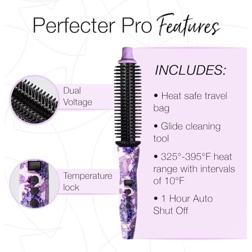 CALISTA Perfecter Pro Heated Round Brush | Lift, Volumize, and Style with No Heat Damage for Healthier-Looking Hair | 1.0" for Shoulder Length Styles | Dual Voltage & Adjustable Temp (1.0, Rose Gold)