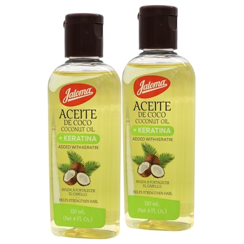 Jaloma Coconut Oil with Keratin to Help Strengthen Hair, 2 Pack, 4 Oz Each Bottle