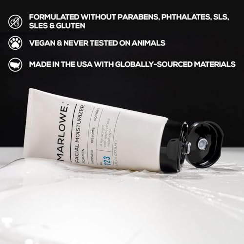 MARLOWE. Skin Care Set, No. 122 Facial Scrub 6 oz & No. 123 Facial Moisturizer 6 oz with Natural Extracts & Antioxidants, Cleanses, Exfoliates, Hydrates & Soothes