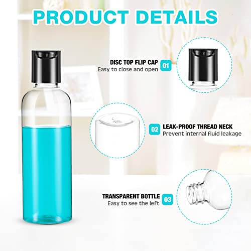 Roshtia 100 Pcs 3.4 oz Travel Bottles for Toiletries Clear Plastic Travel Size Containers Leak Proof Empty Refillable Liquid Containers Squeezable for Lotion Face Cream Shampoo Essential Oil (Black)