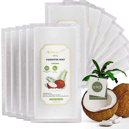 Natural Paraffin Wax Refills, 12-Pack Paraffin Wax Blocks of Coconut Scent for Paraffin Bath, Paraffin Wax for Hand and Feet for Deep Hydration, Moisturizing and Nourish(Coconut)