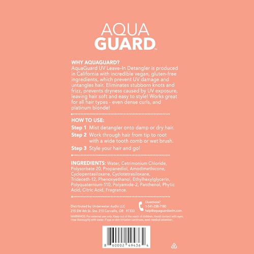 AQUA GUARD After-Swim UV Leave-In Detangler ? Quick & Easy Detangling After Every Swim ? Paraben & Gluten Free, Vegan, Color Safe, Leaping Bunny Certified (2-Pack)