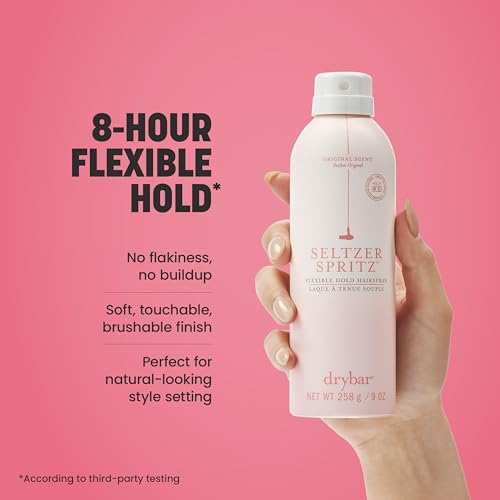 Drybar Seltzer Spritz Flexible Hold Hairspray | Holds Style for 8 Hours* with Touchable Finish, Adds Softness, Ultrafine Mist Diffuser for Even, Quick Drying Application, Vegan & Cruelty Free