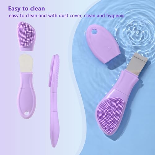 Silicone Face Scrubber Black Head Remover Tool Mask Applicator Spatula-for Deep Cleansing Blackheads Remover Makeup Residue Removal Facial Exfoliating Massaging Skin Care (Purple)