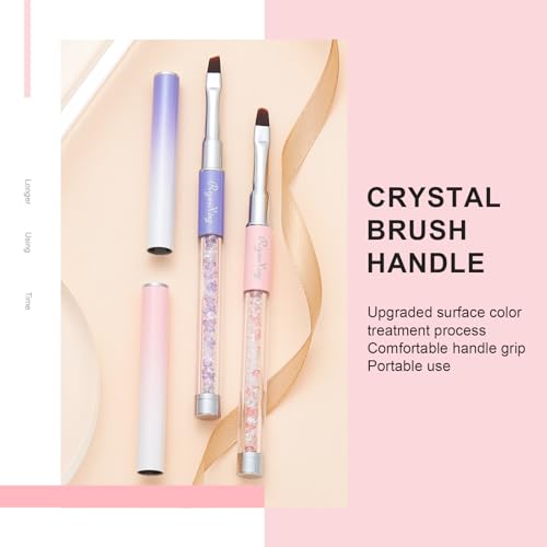 2PCS Nail Art Clean Up Brushes - Flat/Angled Nail Brushes for Cleaning Polish Mistakes on the Cuticles, Brushes for Nail Art and Designs Painting DIY