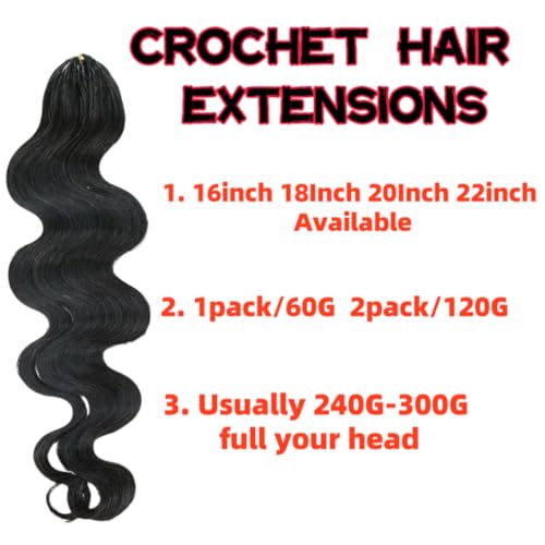 100% Human Hair Body Wave Knotless Pre-Separated Crochet Hair feather crochet human hair extensions for Women Natural Color 18 Inch 120g
