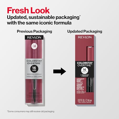 Revlon Liquid Lipstick with Clear Lip Gloss, ColorStay Overtime Lipcolor, Dual Ended with Vitamin E, 350 Bare Maximum, 0.07 Fl Oz