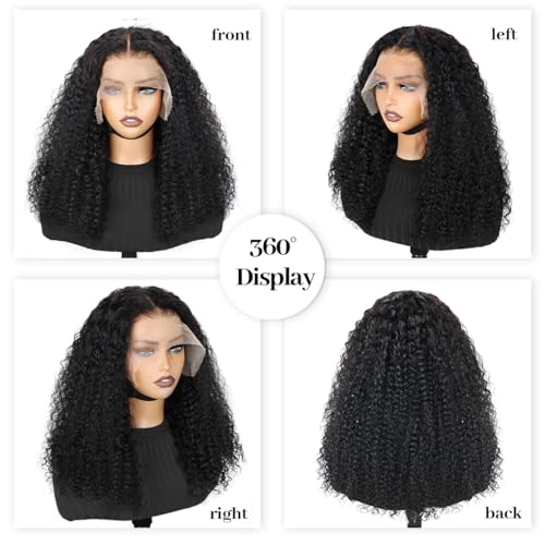 BEAUDIVA Kinkycurly Wig Human Hair 13x6 Lace Front Wigs Human Hair Afro Kinky Curly Wig 20 inch Pre Plucked 180% Density Black Jerry Curly Afro Kinky-Curly Natural Hairline Bouncy Thick Average Size