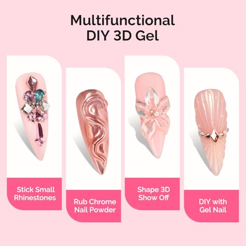 MelodySusie 3D Gel Nail Art, Clear Sculpting Gel No Wipe Nail Art Gel for Molding, Painting, Chrome Powder & Rhinestone Glue, UV/LED Cured 3D Nail Design Gel 15g