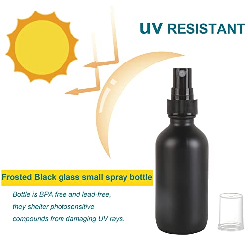 Frosted Black Glass Small Spray Bottle 2 oz 24 Packs,Fine Mist Sprayer Small Clear Bottles,Refillable Containers mini spray bottles for Cleaning Solutions and Skin Care (Frosted Black 24pcs)