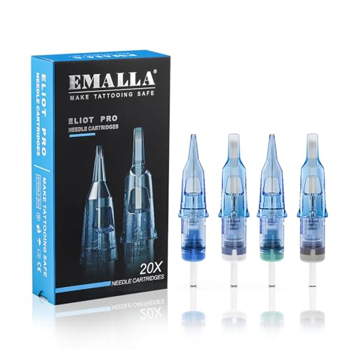 Emalla Tattoo Cartridge Needles - 20Pcs ELIOT Pro Tattoo Needles Round Liner 1207RLL Standard Tattoo Cartridges 0.35mm for Machine Artists Tattoo Supplies