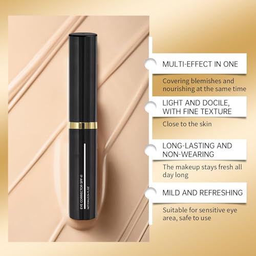 Undereye Corrector SPF 41 - Under Eye Concealer for Dark Circles, Anti-Aging Tinted Cream, Hydrating Serum With Peach Undertone