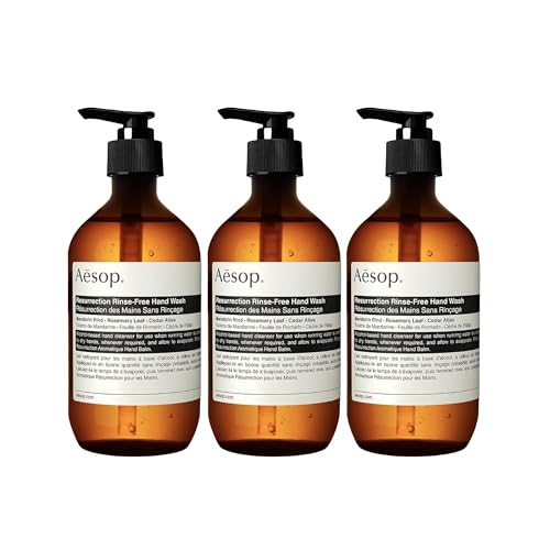 Aesop Resurrection Rinse-Free Hand Wash | Cleanse and Hydrate Without Water | Alcohol Based Formulation | 16.9 oz (Pack of 3)