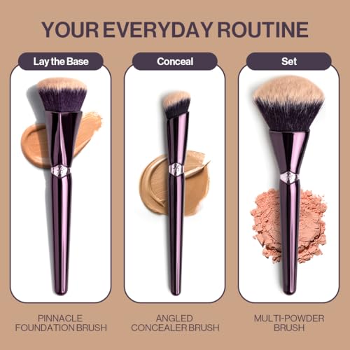 Anisa Beauty Starter Everyday Makeup Brush Set ? 3 Essential Brushes for Foundation, Concealer, and Powder Application ? Soft, Synthetic Fibers for Flawless, Streak-Free Finish