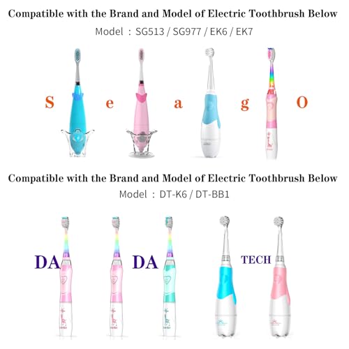 Compatible with Seago SG513/SG977/SGEK6/DT-K6 Electric Toothbrush Replacement Brush Heads,for Seago Kids Electric Toothbrush 3+Years with dust Cover,10 Pack (Pink, Medium)