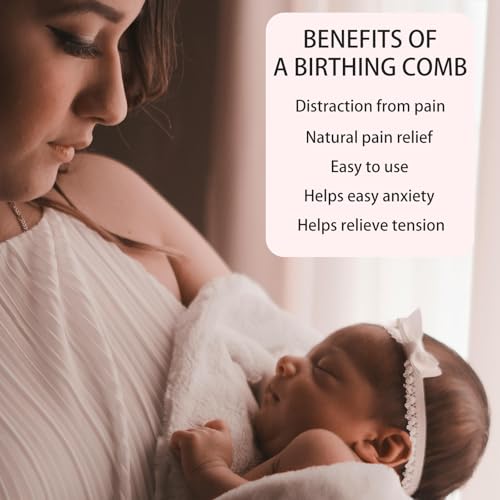 Wooden Labor Comb for Women, Labor and Delivery Essentials for Pregnant Women, Natural Birthing Comb Baby Shower Gifts with Cloth Bag