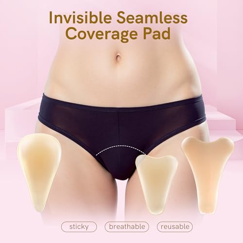 Camel Silicone Concealer Pad for Women, Reusable Invisible Insert to Eliminate Toe Show Under Leggings, Yoga Pants & Swimwear, 3 Shapes & Sizes in One Pack