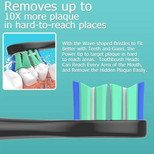 Replacement Heads Compatible with Sonicare Toothbrush, Replacement Brush Head for Philips Sonicare Electric Toothbrush 4100 5100 6100 9900 C2 W3 and More Click-on Handles 8 Black
