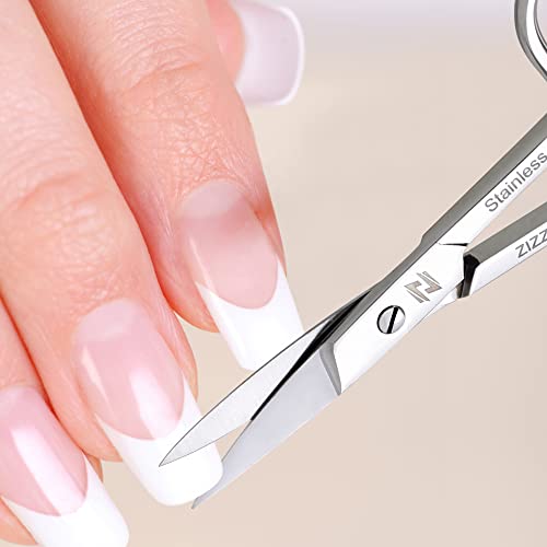 Nail Scissors Curved Micro Serrated Stainless Steel Eyebrow Scissors for Eyelash, Mustache, Beard, Nose Hair, Toenail ? Pedicure, Manicure Scissors for Men and Women