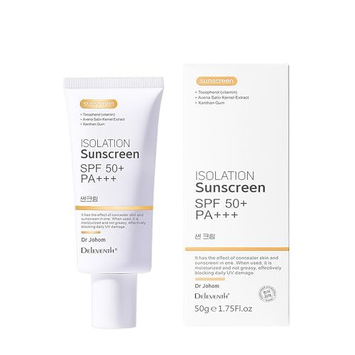 DEleventh Korean Brand SPF 50+ PA+++ Sunscreen Cream 50g / Aqueous and Non-Greasy, Effectively Blocks Daily UV Damage and Protects Facial Skin, Neck & Arms